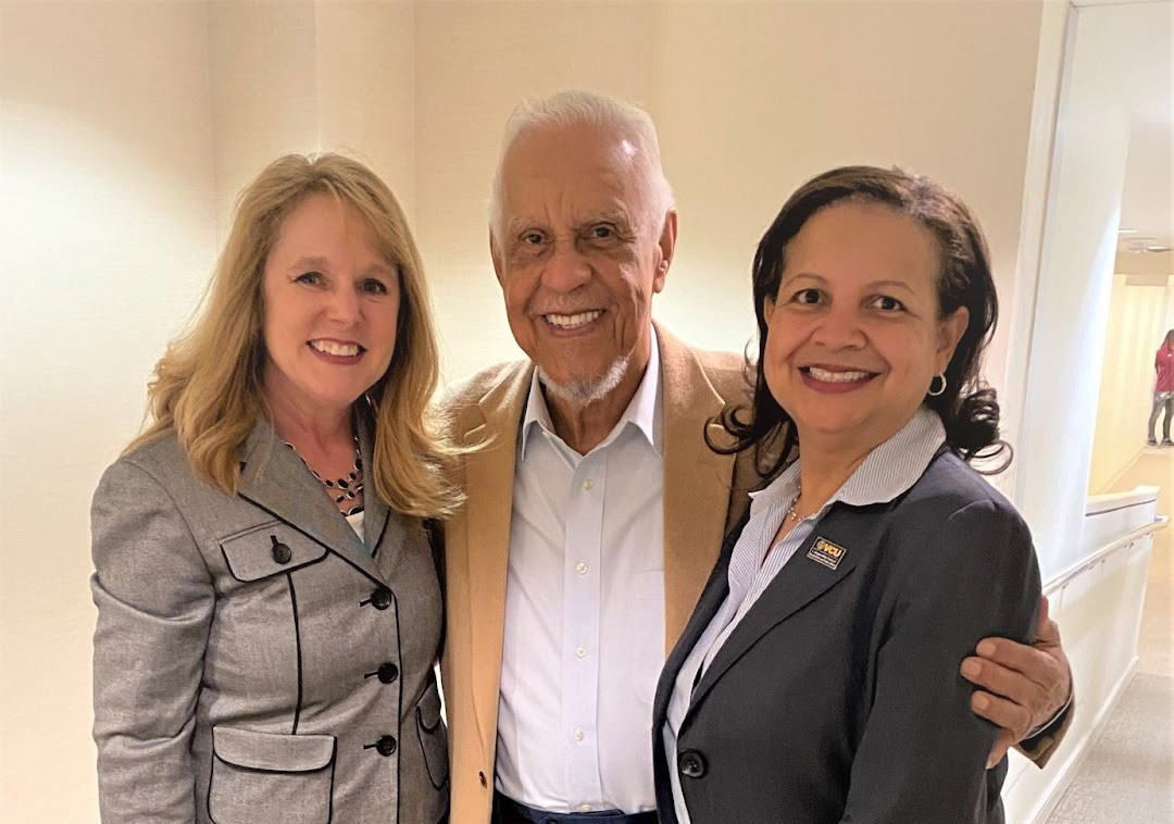 As an alumna, Amy Atkinson maintains close relationships with the Wilder School. Left to right: Amy Atkinson, Gov. L. Douglas Wilder and Wilder School Dean Susan Gooden.