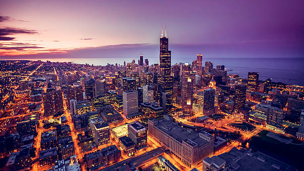 Evening image of Chicago skyline. 