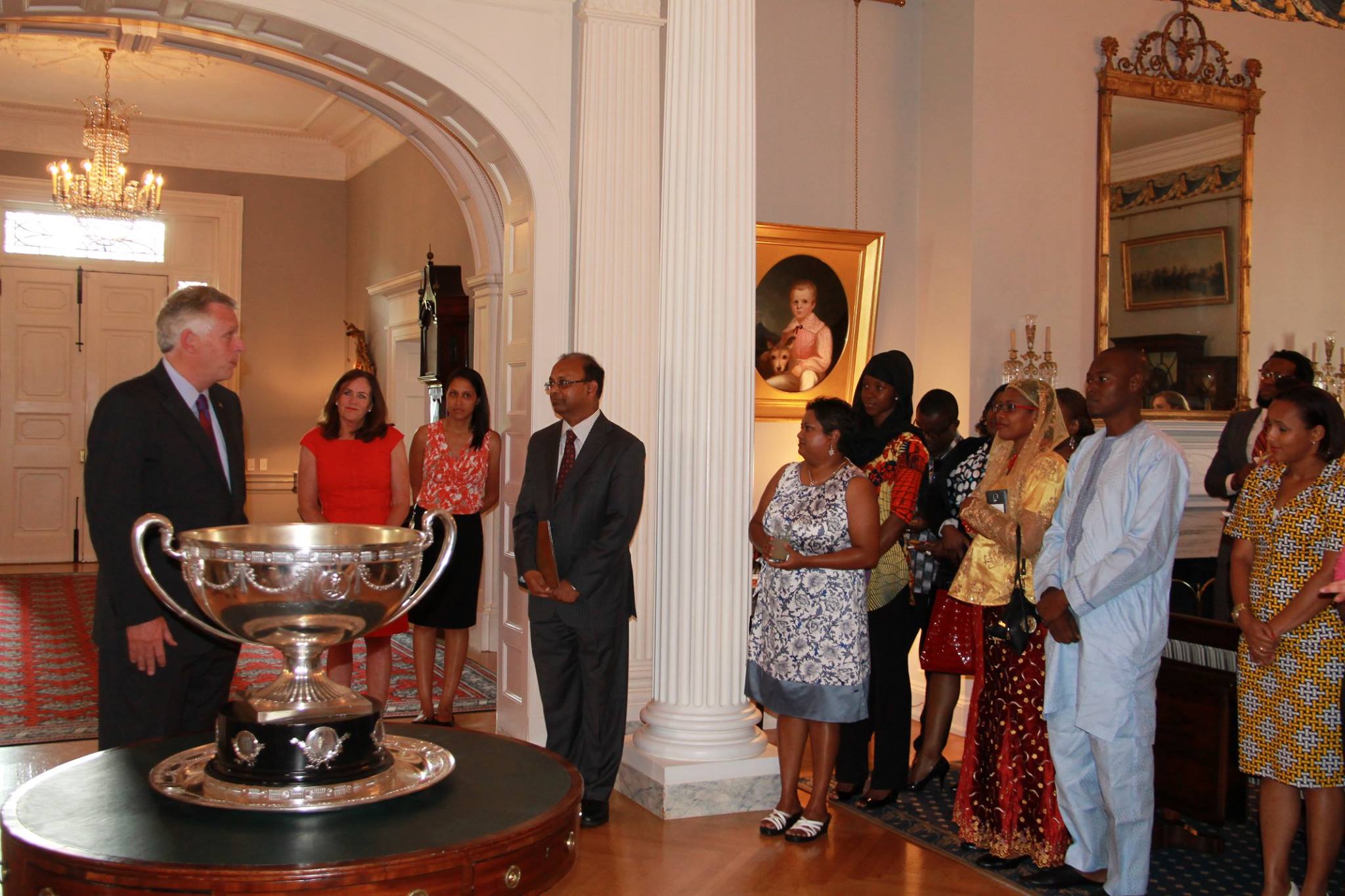Gov. Terry McAuliffe and First Lady Dorothy McAuliffe recognize Dean Verma during a special reception for the 2015 Mandela Washington Fellows on June 30.