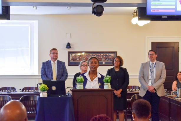 VEI participants present their research at the Virginia Capitol Building.