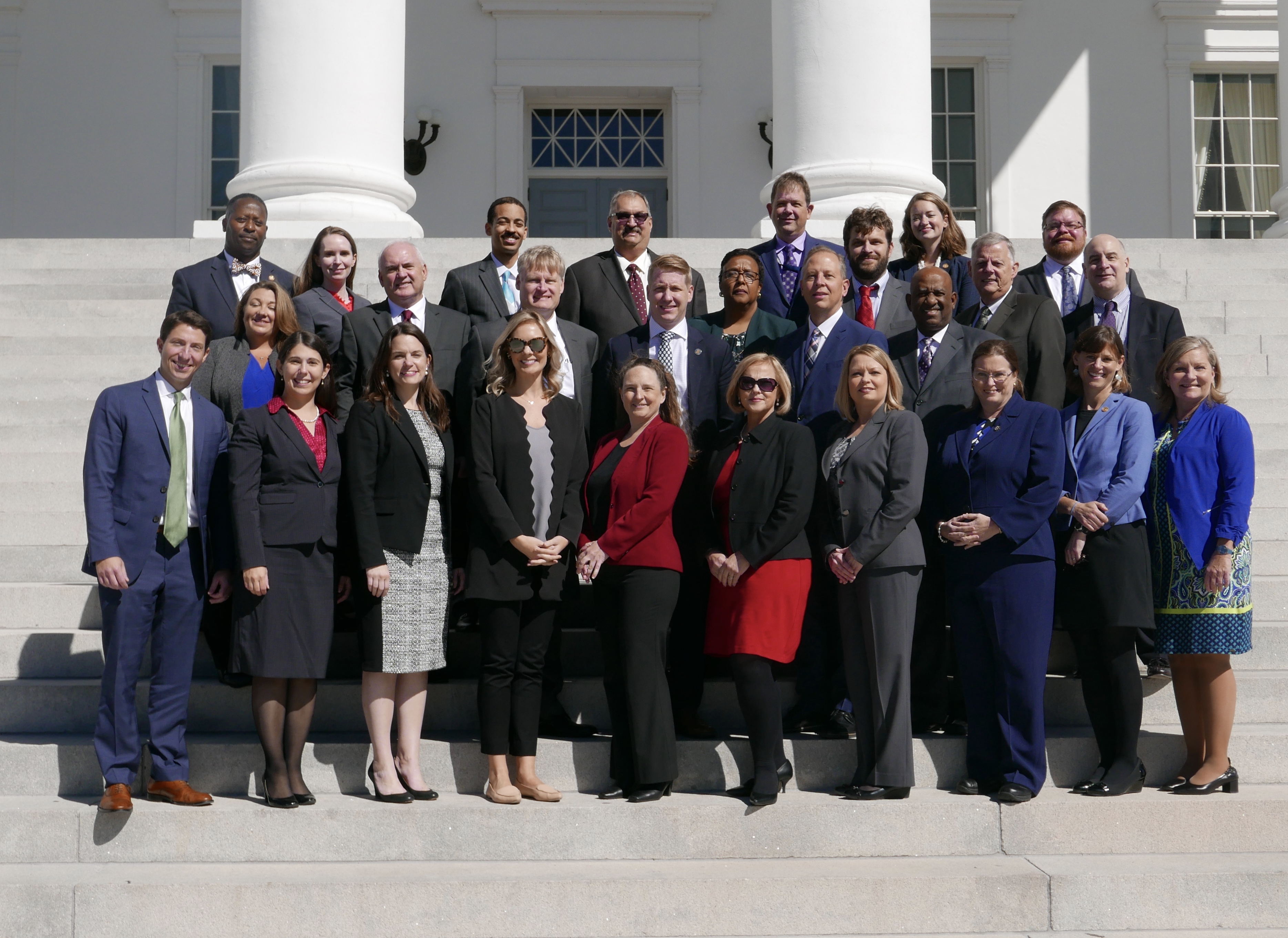 The Fall 2018 Virginia Executive Institute graduates conclude with their class photo at the state Capitol.