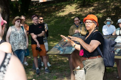 On June 19, NEH participants meet with public historian Ana Edwards at the site of the historic Lumpkin's Slave Jail in Richmond to explore its history.