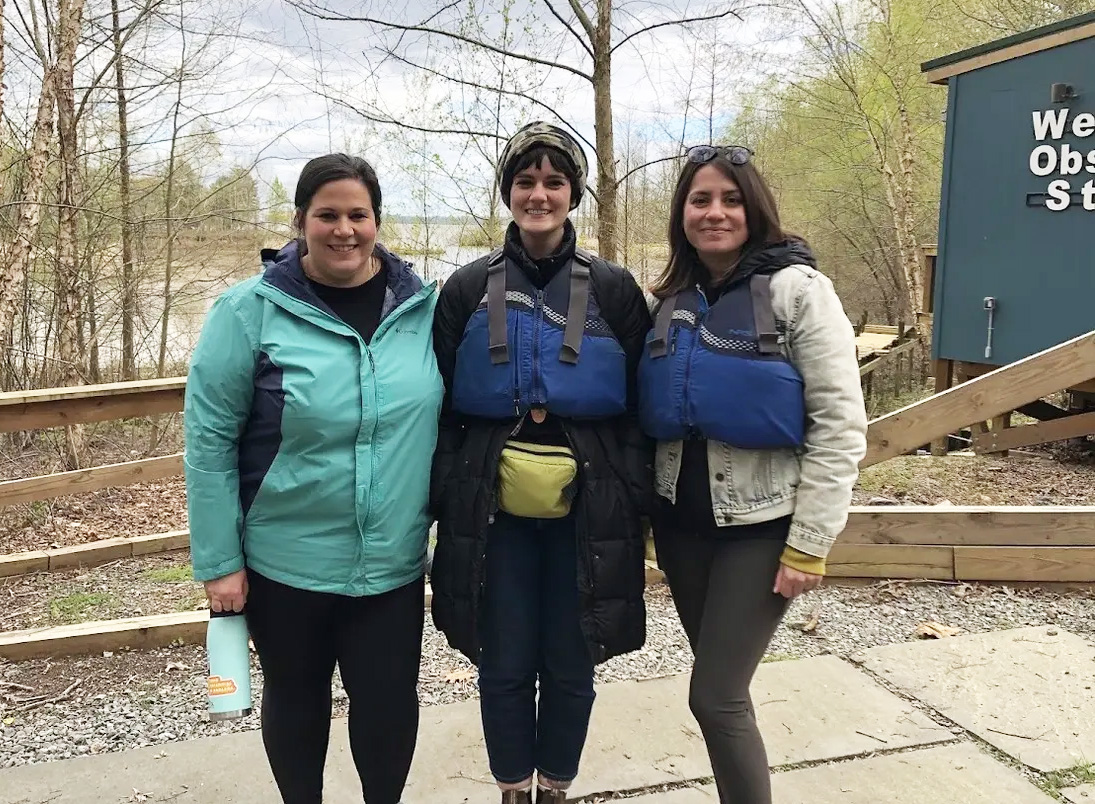 Cathryn Coffey and Emily Csukardi with Discovery Advising, a unit of University Academic Advising, and Steph Vennetti, director of the Wilder School Academic Advising, led the Discovery Camp retreat. (Left to right).)