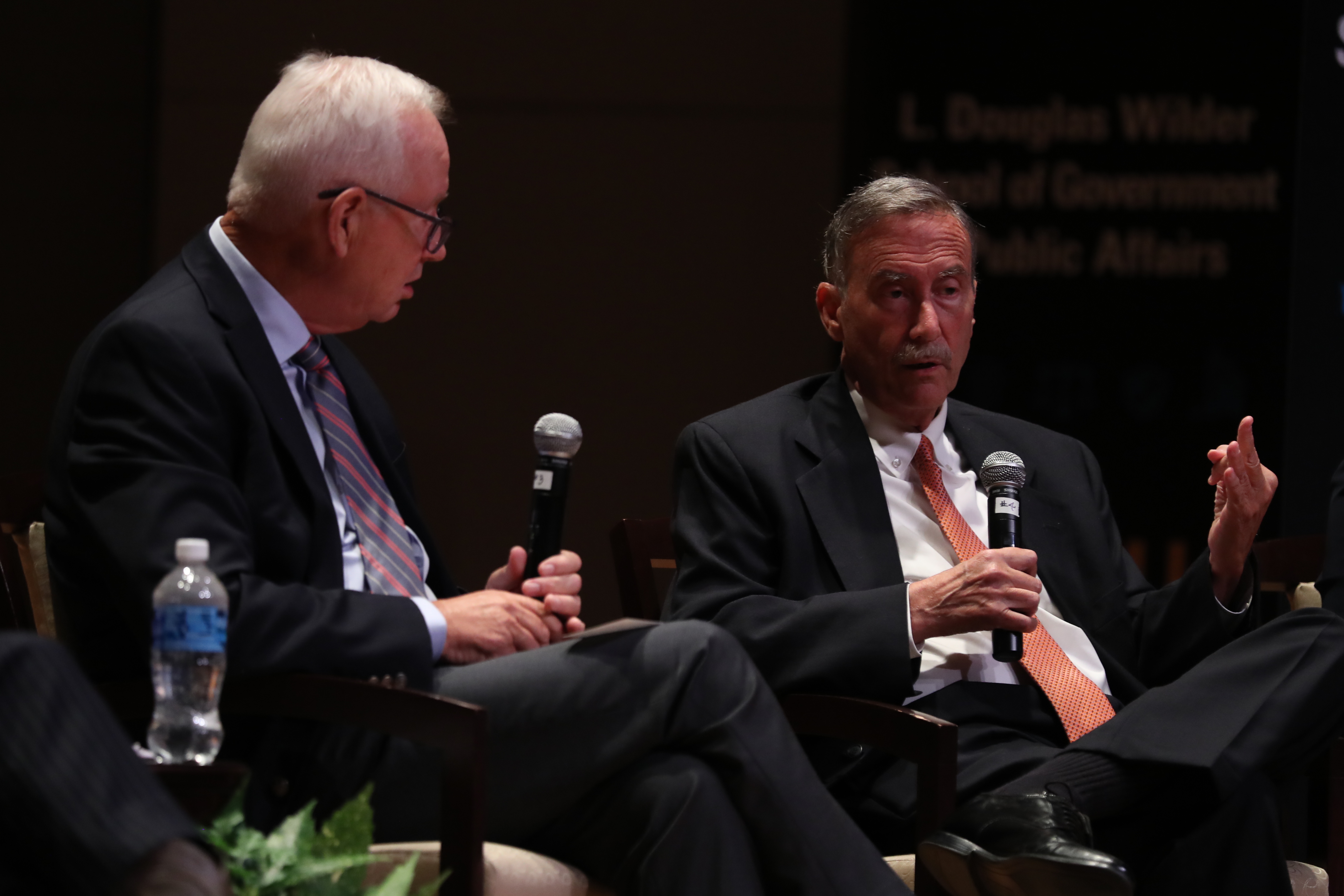 Bob Holsworth and Larry Sabato at the 2024 Wilder Symposium.