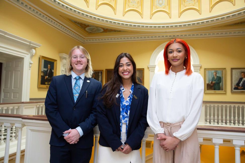 2023 Capitol Semester interns Edvard Evans, Sofhia Penida Garay and Laila Barnes gained specialized experience working alongside delegates of the Virginia House of Representatives as well as the Virginia Senate. Photo: David Slipher
