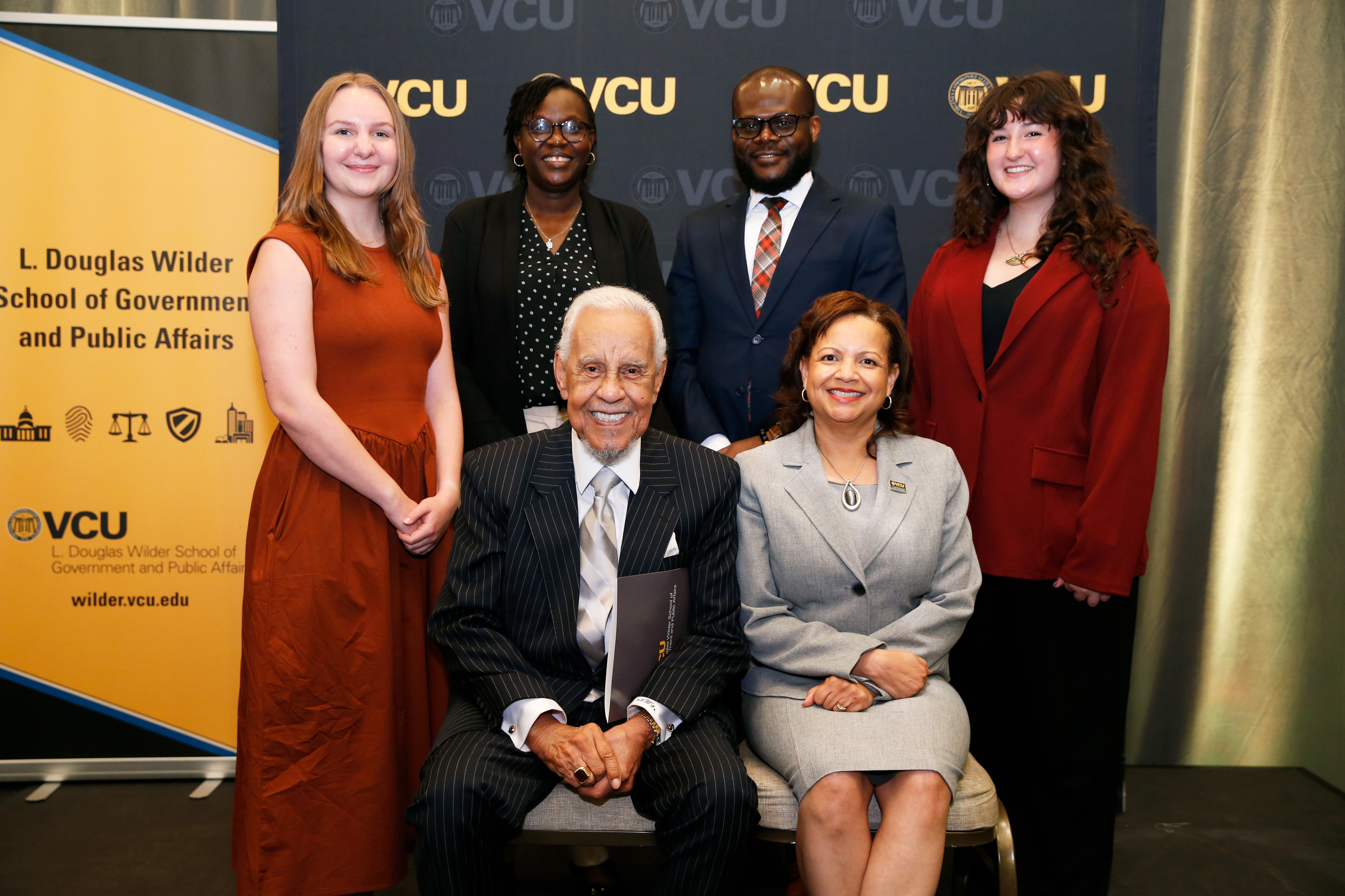 EVGA Student Scholarship recipients pose with Dean Gooden and Governor Wilder.