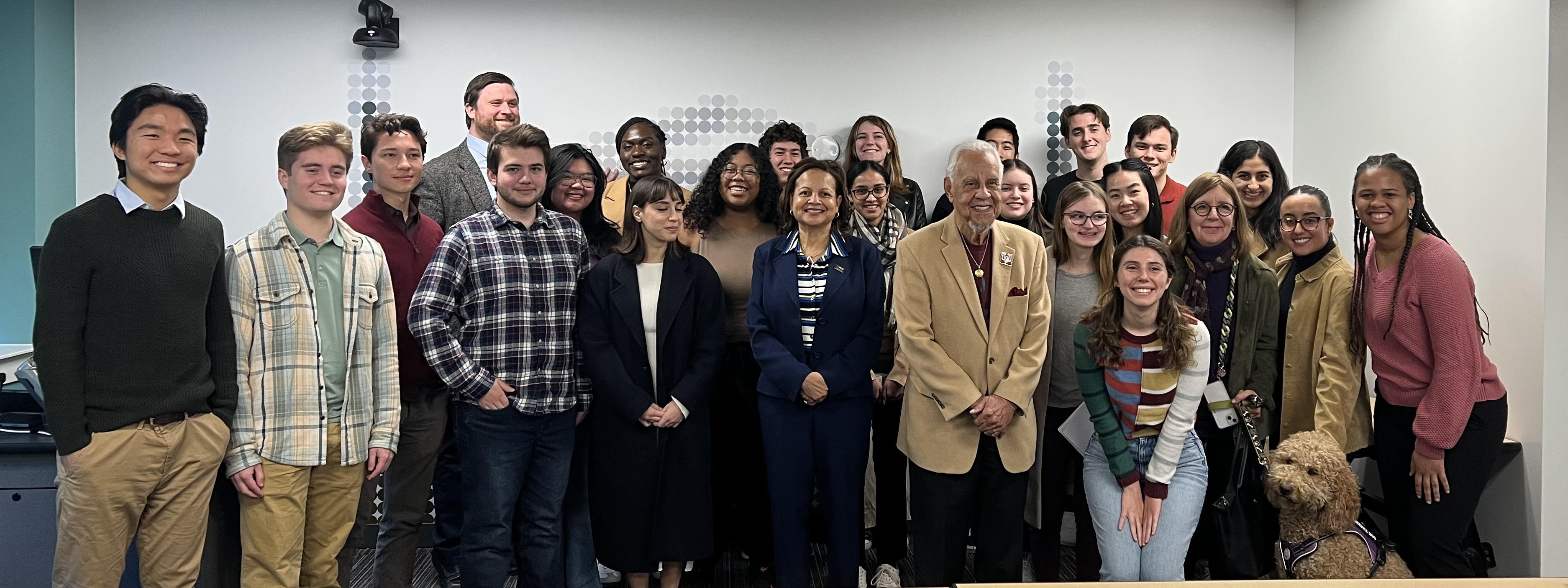 Stanford University undergraduates pose with Govenor Wilder as part of their hands-on learning on what it takes to run successful election campaigns.
