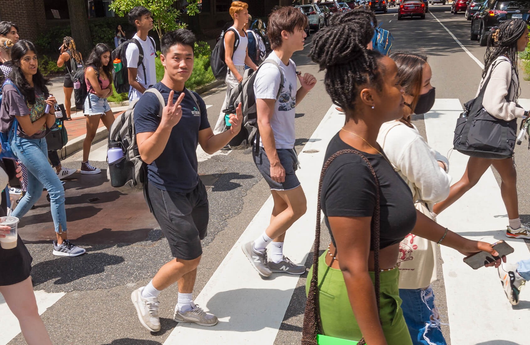 Students walk on campus