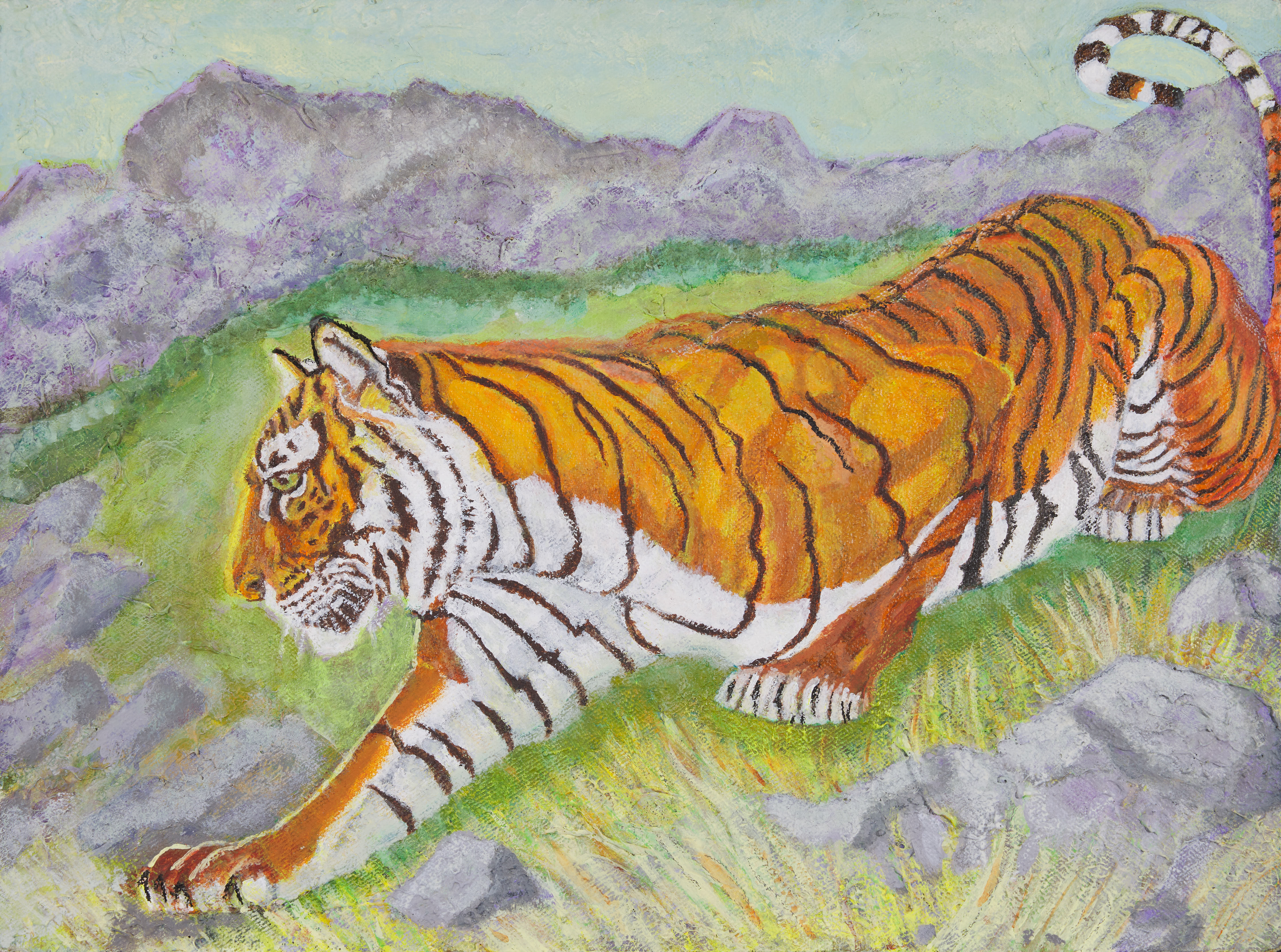 A watercolor tiger painting by Gov. L. Douglas Wilder.