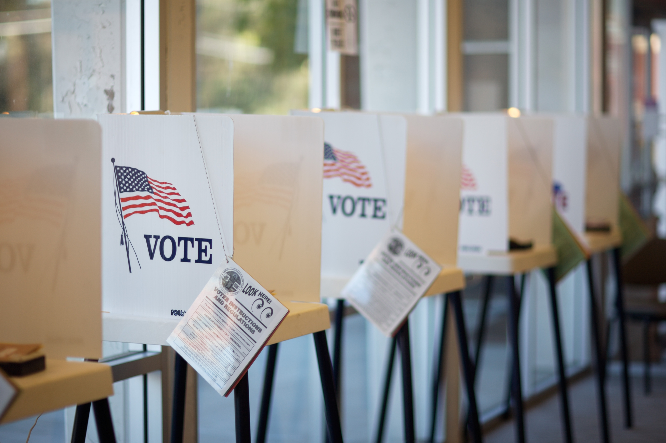 Empty poll booths.