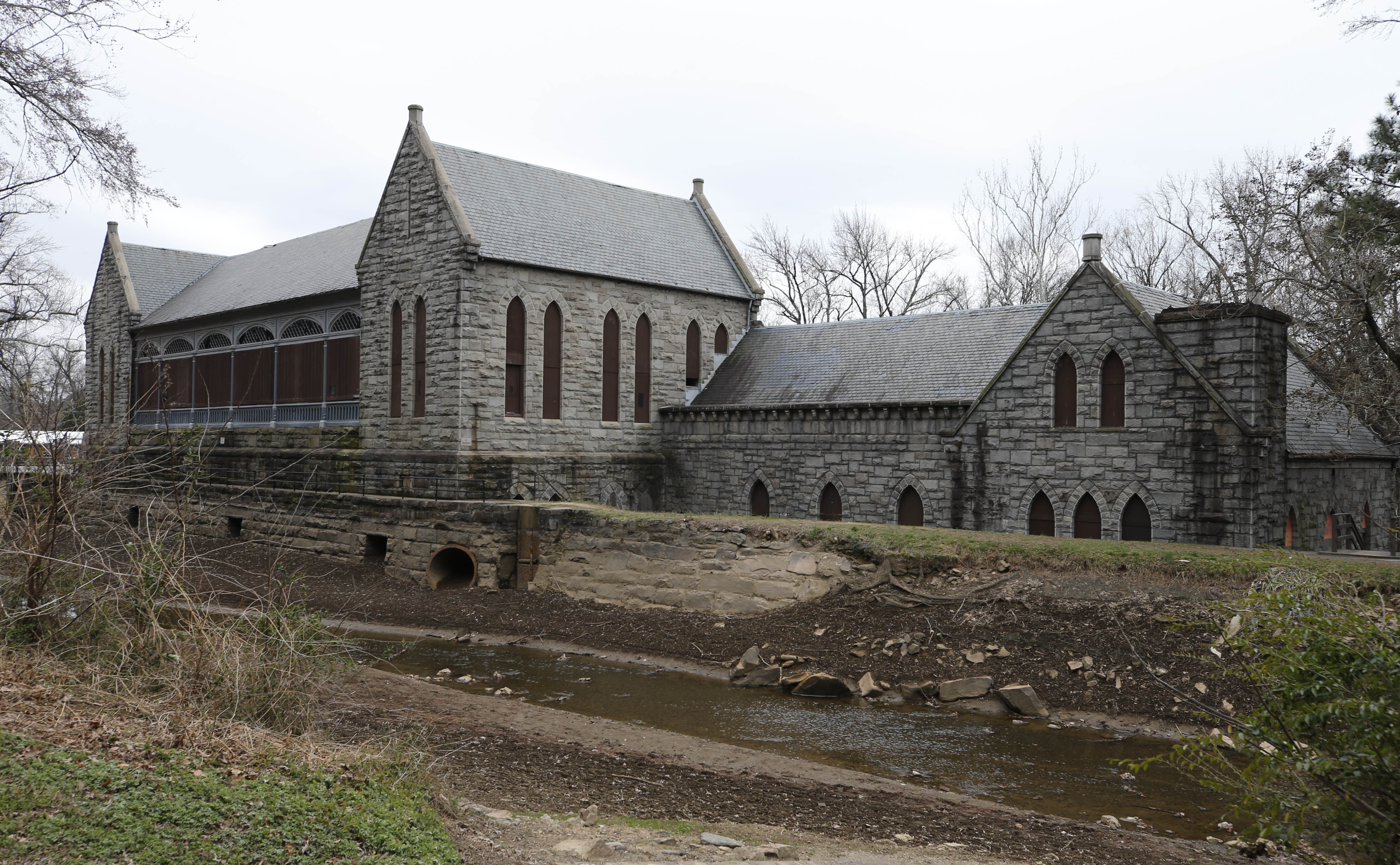 The Pump House is a grand example of Gothic Revival architecture.