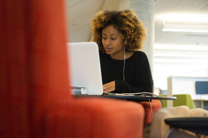 Student at computer